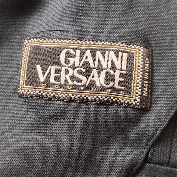 GIANNI VERSACE COUTURE Vintage Cotton Navy Blazer Jacket Size 6 - Picture 3 of 12